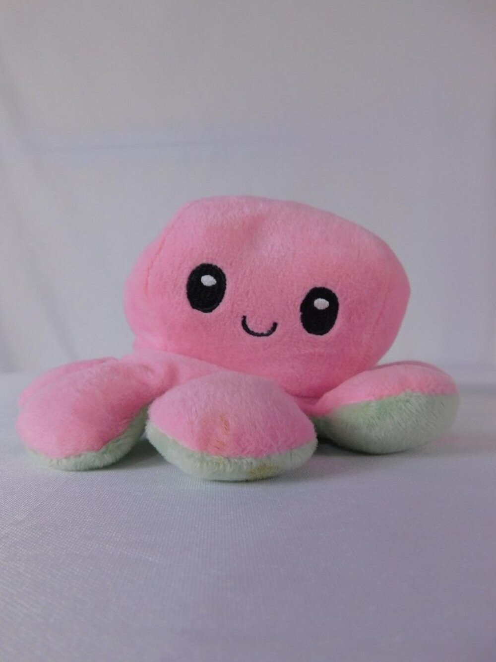 Reversible Octopus Plush Stuffed Toy Small Pink Green Happy Sad Kawaii